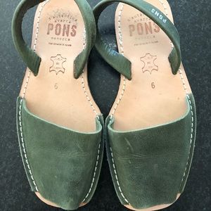 Green Leather Pons Sandals